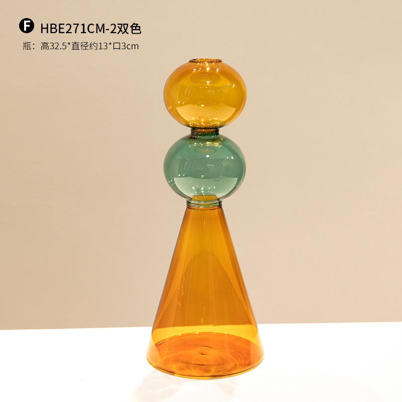 Simple Colored Glass Creative Double-layer Glass Transparent Vase, Personalized Desktop Soft Decoration Ornament, Hydroponic