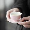 Solid Color Baby Powder Petal Ceramic Tea Cup Kung Fu Tea Set Household Small High-footed Tea Cup Master Cup