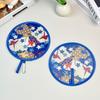 Japanese Style Folding Fan Mini Size Round Decorative Fan Summer Handheld Fan