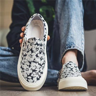 Fashion Male Shoe Print Low-Top Slip-on Moccasin Men's Casual Shoes Comfortable New In Hiking Legitimate Promotion Adults Sale Sneakers