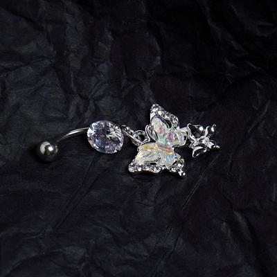 Bunter Schmetterling Edelstahl Bauchnabelringe für Frauen Sexy Zirkon Nabelpiercing Ringe Körper Piercing Schmuck