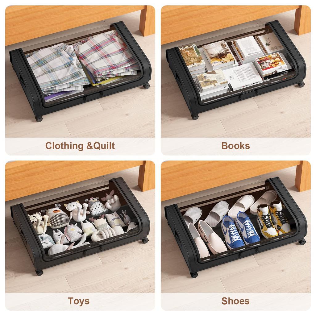 1 pc / 2 pcs Dustproof storage box with gurney under bed simple clothes and shoes storage box