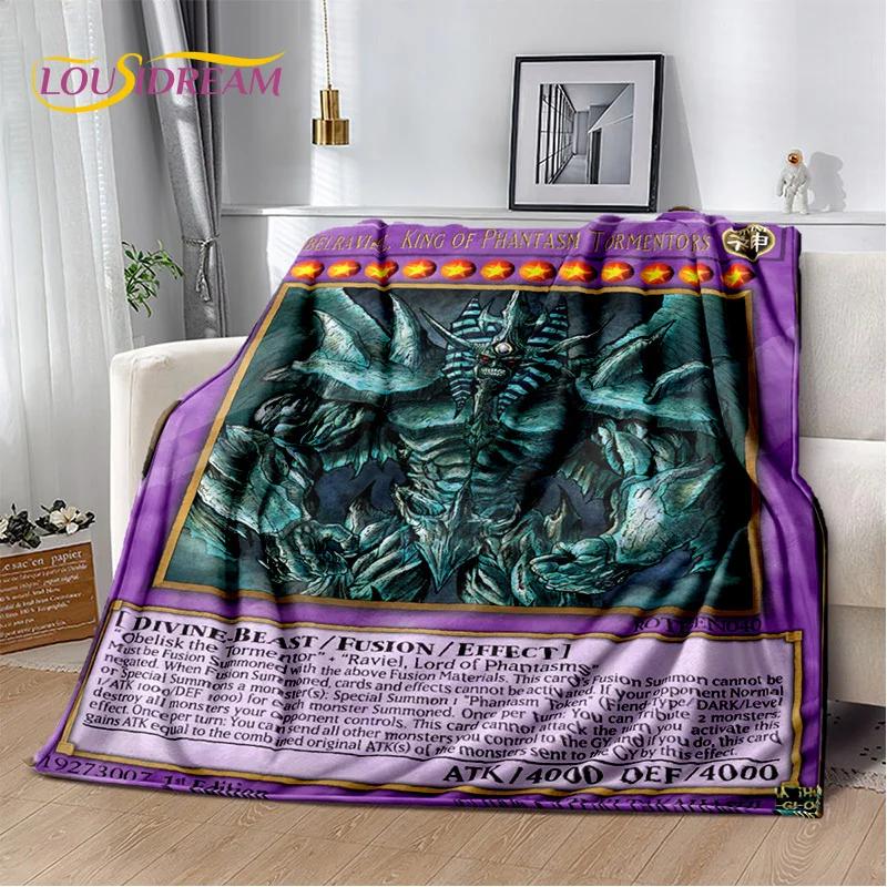 3D Monster Gold Card Cartoon Yu-Gi-Oh Anime Dack Magician Game Soft Flannel Blanket for Bed Bedroom Sofa Picnic,Outdoors Leisure