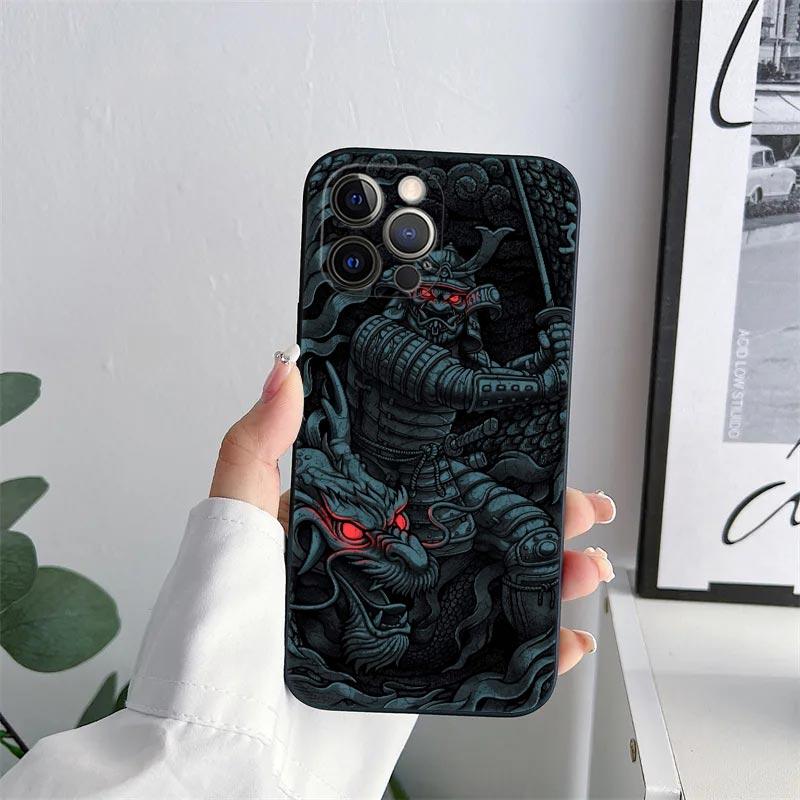 Japan Samurai Demon Anime Phone Case for iPhone 11 15 Pro Max Case Coque 14 Plus 13 Pro 12 11 X XS XR 7 8 SE 2020 TPU Soft Cover