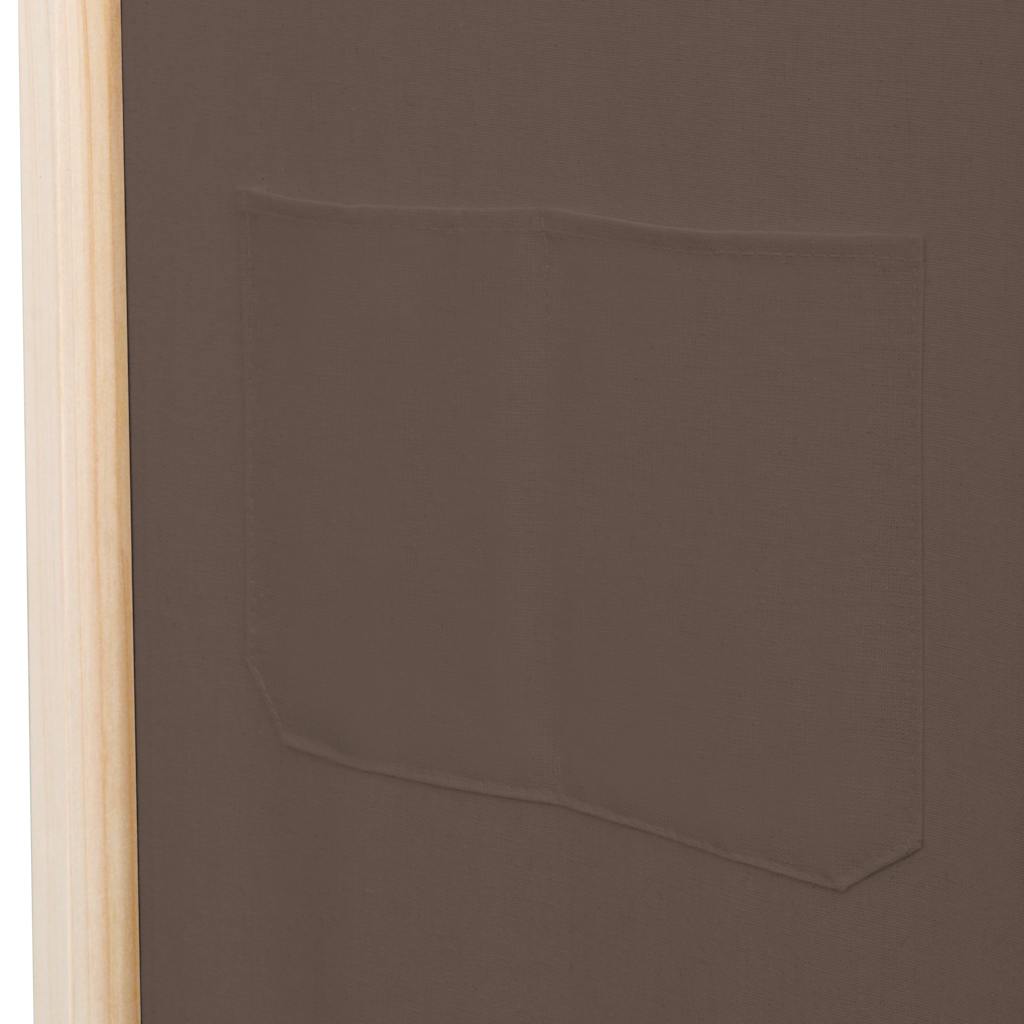 6 Panel Room Divider Brown 240 X 170 X 4 Cm Fabric