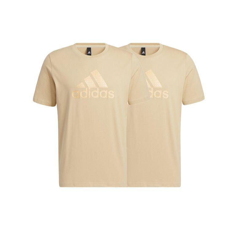 Adidas Solid Color Big Logo Print Casual Sports Short Sleeve T-Shirt Men Tops Brown HE7427