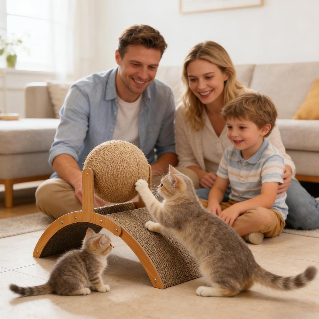 Interaktiver Kratzbaum Vertikales Entspannungsspiel mit Basis Interaktiver Katzenball für Kaninchen kleiner Rassen Welpen mittlerer Rassen Hund