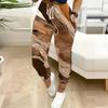 Summer Ladies Geometric Pattern Print Sweatpants Loose Fit Drawstring Joggers Elastic Cuff Daily Casual Pants