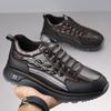 New Casual Sports Sneakers for Men Autumn Winter Cowhide Crocodile Print Men Shoes Soft Sole High Quality Leather Non-slip Shoes