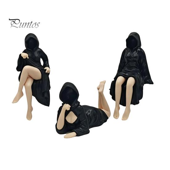 Unique Home Decorative Sculpture Ghost Girl Hooded Sculpture, Ethereal Mysterious Statue, Gothic Dark Academia Decor Queen Character Robe Figurine for