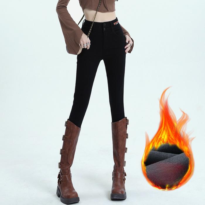 Autumn and Winter Tight Jeans for Women In Autumn and Winter Black High-waisted Slimming Pencil Pants for Autumn and Winter