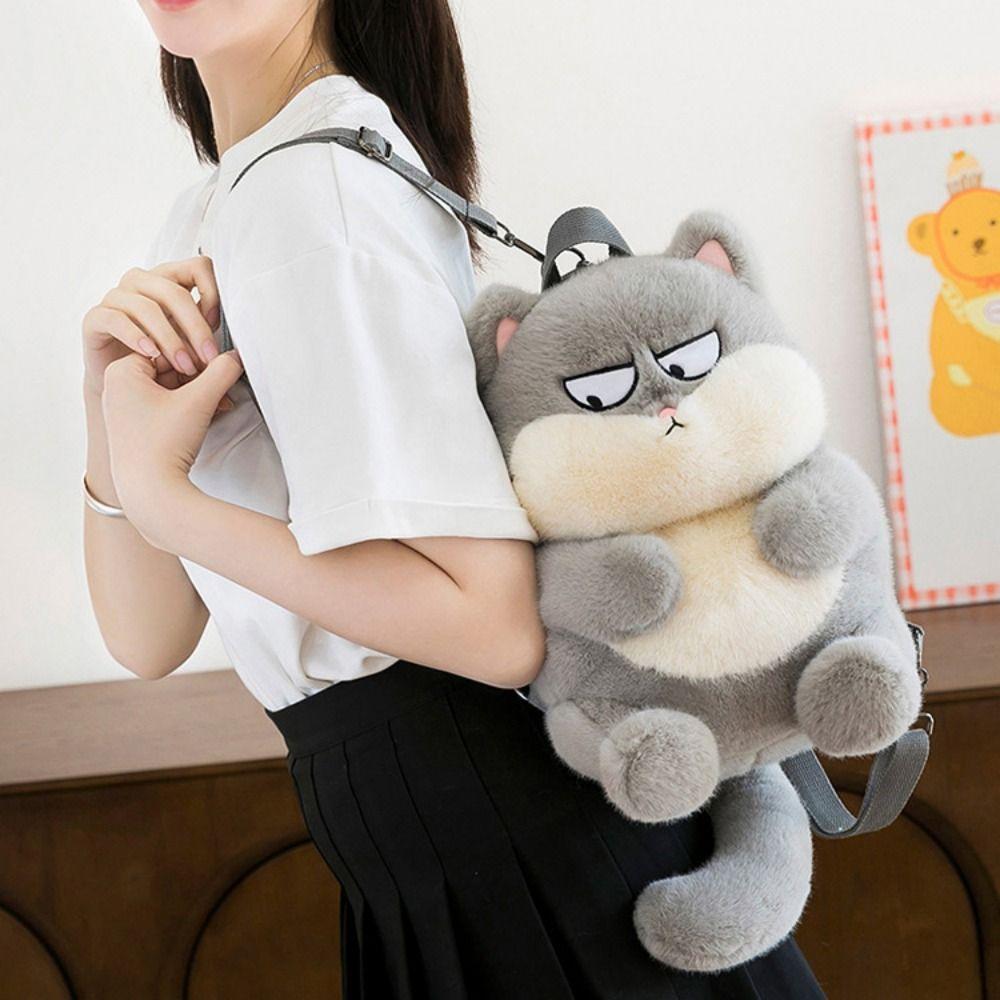 Plüschpuppe Kleine Katze Puppe Umhängetasche Handytasche Cartoon Plüsch Schultasche Katze Plüsch Rucksack Dame