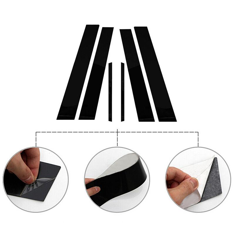6pcs/set Glossy Black Carbon Fiber Window Door Deal B C Pillar Post Cover Sticker For Honda Accord CM4/5/6/7/8 2003-2007