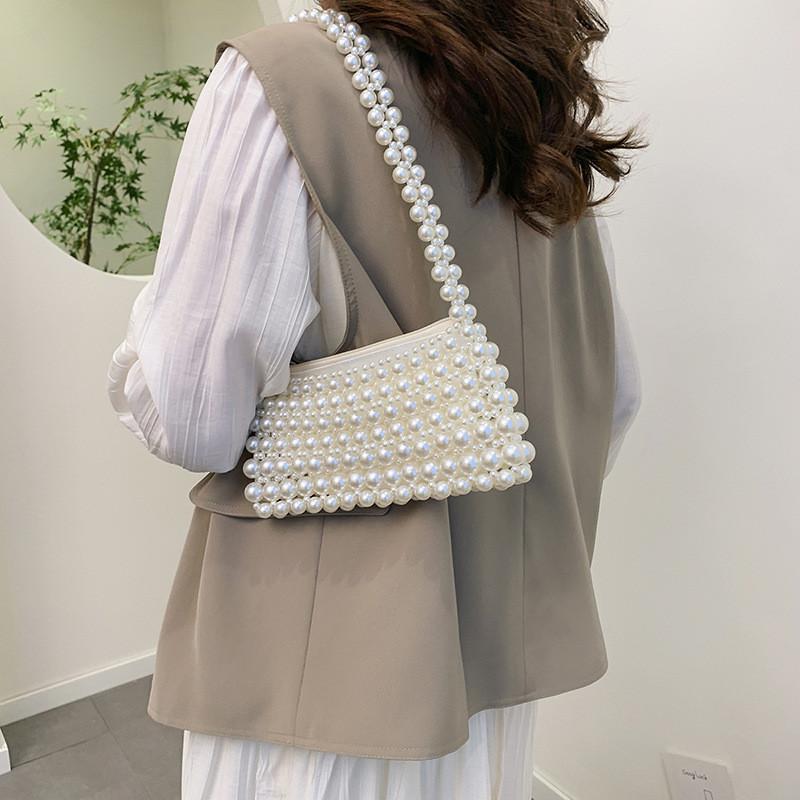 Elegante Perlenhandtasche für Damen aus weichem Material für tägliche schicke Accessoires