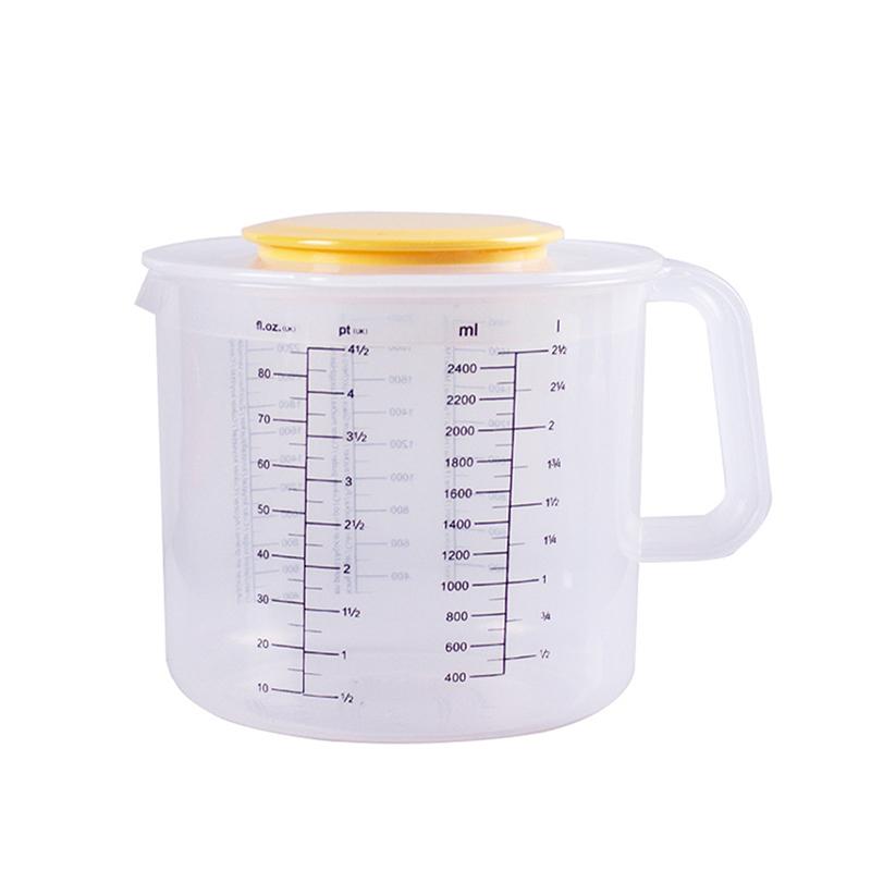 1Pc 2.5L Large Capacity Baking Measuring Cup Scale Kitchen Mixing Bowl With Lid