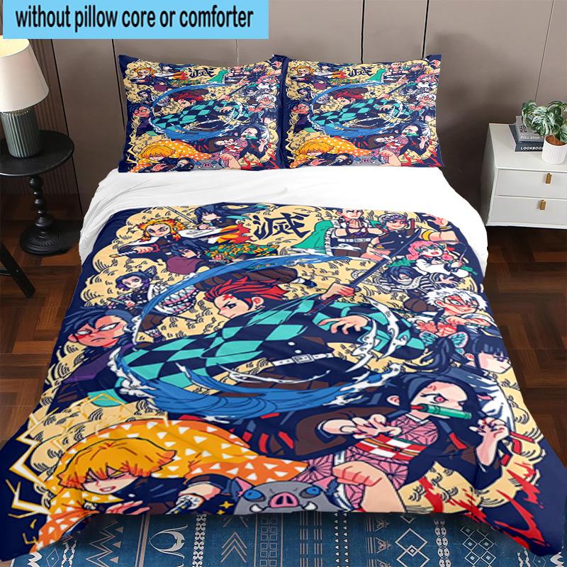 3PCS Vibrant Anime Characters 3pcs Bedding,Including 3PCS Duvet Cover And 2pcs Pillowcases Perfect for Christmas,Ideal for Bedroom, Dormitory