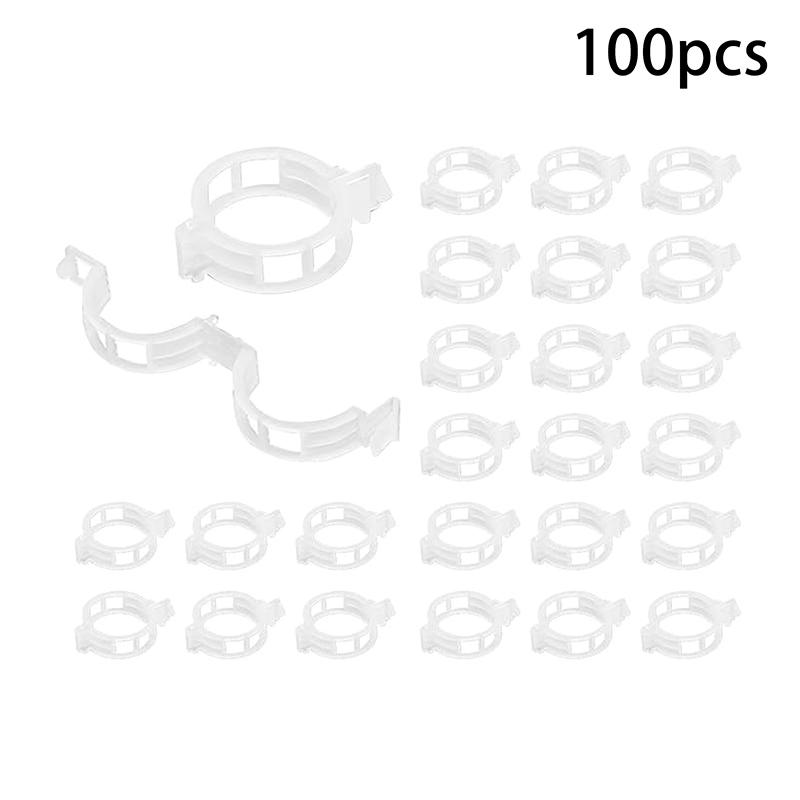 

100 зажимов для растений, пластиковые зажимы для вьющихся растений, многоразовые зажимы для поддержки растений для томатов и вьющихся растений белый