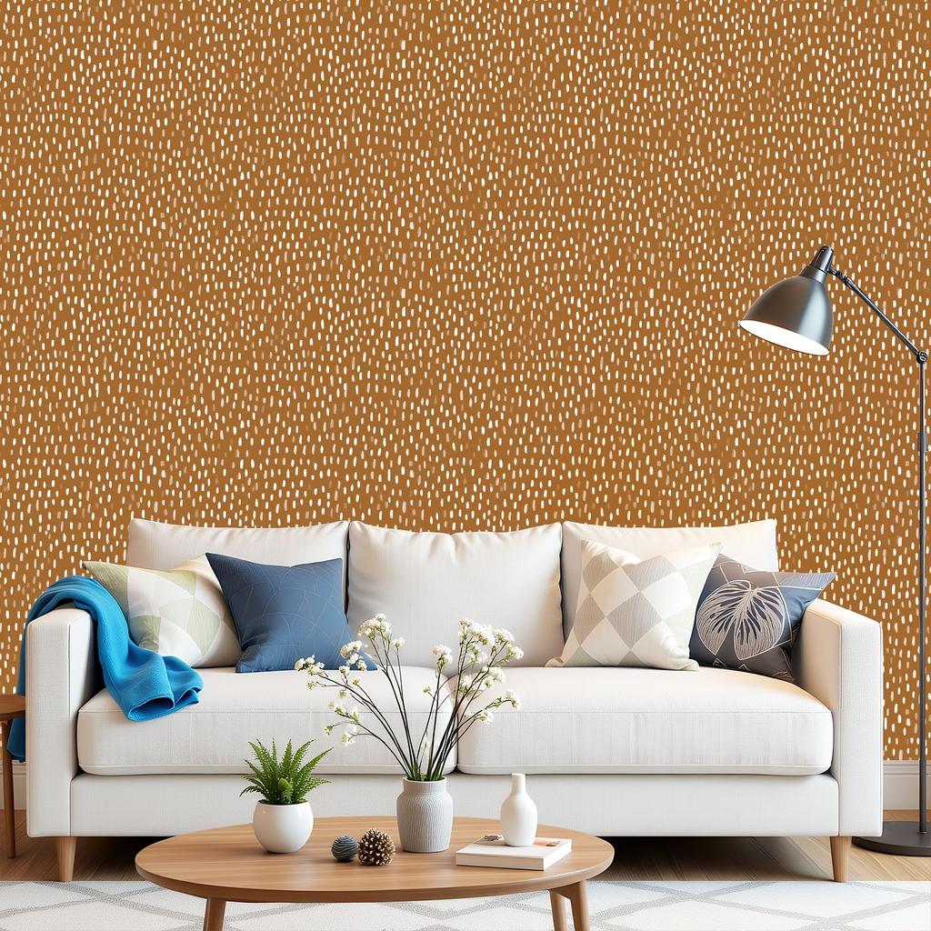 Brown Dotted Organic Shapes Wallpaper 22.83"X118" Waterproof Wallpaper for Living Room/Bedroom/Bathroom PVC Wall Sticker