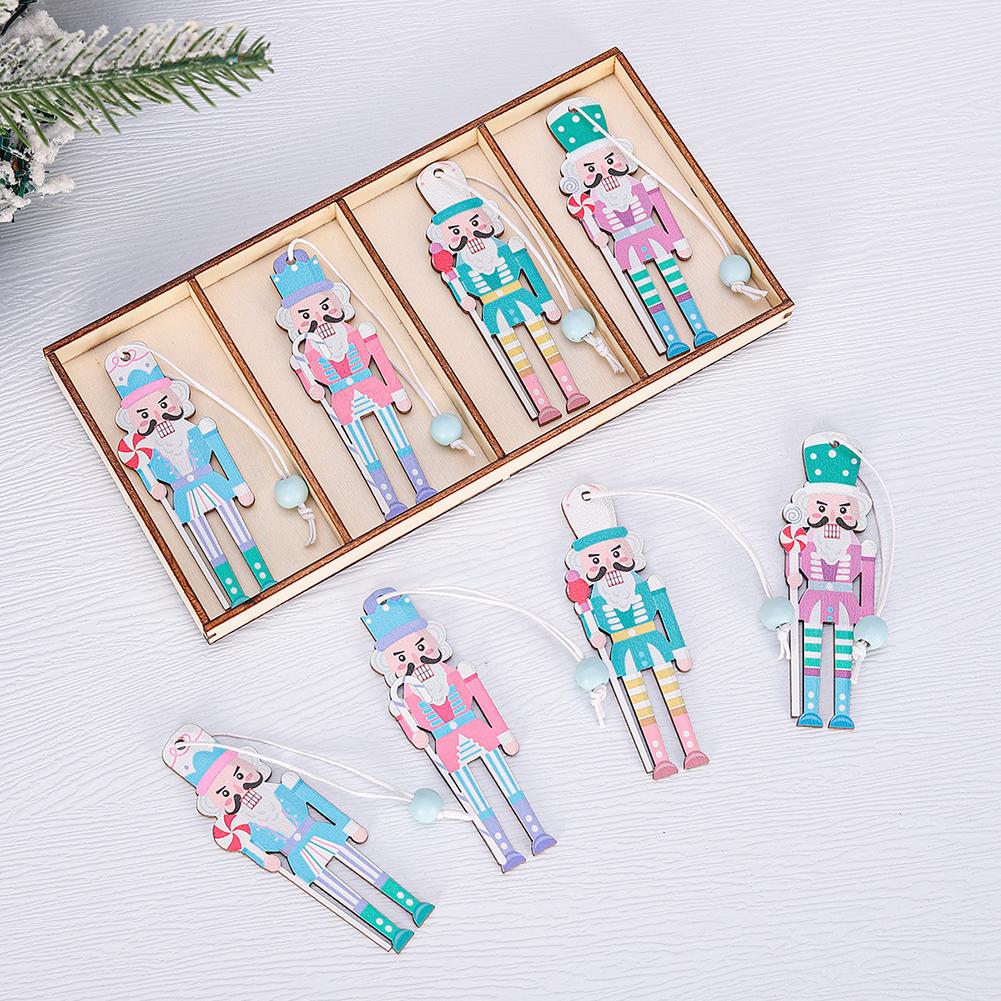 Set mit 8 Weihnachtsnussknacker Holz Partyanhängern Macaron Rosa 3 54IN