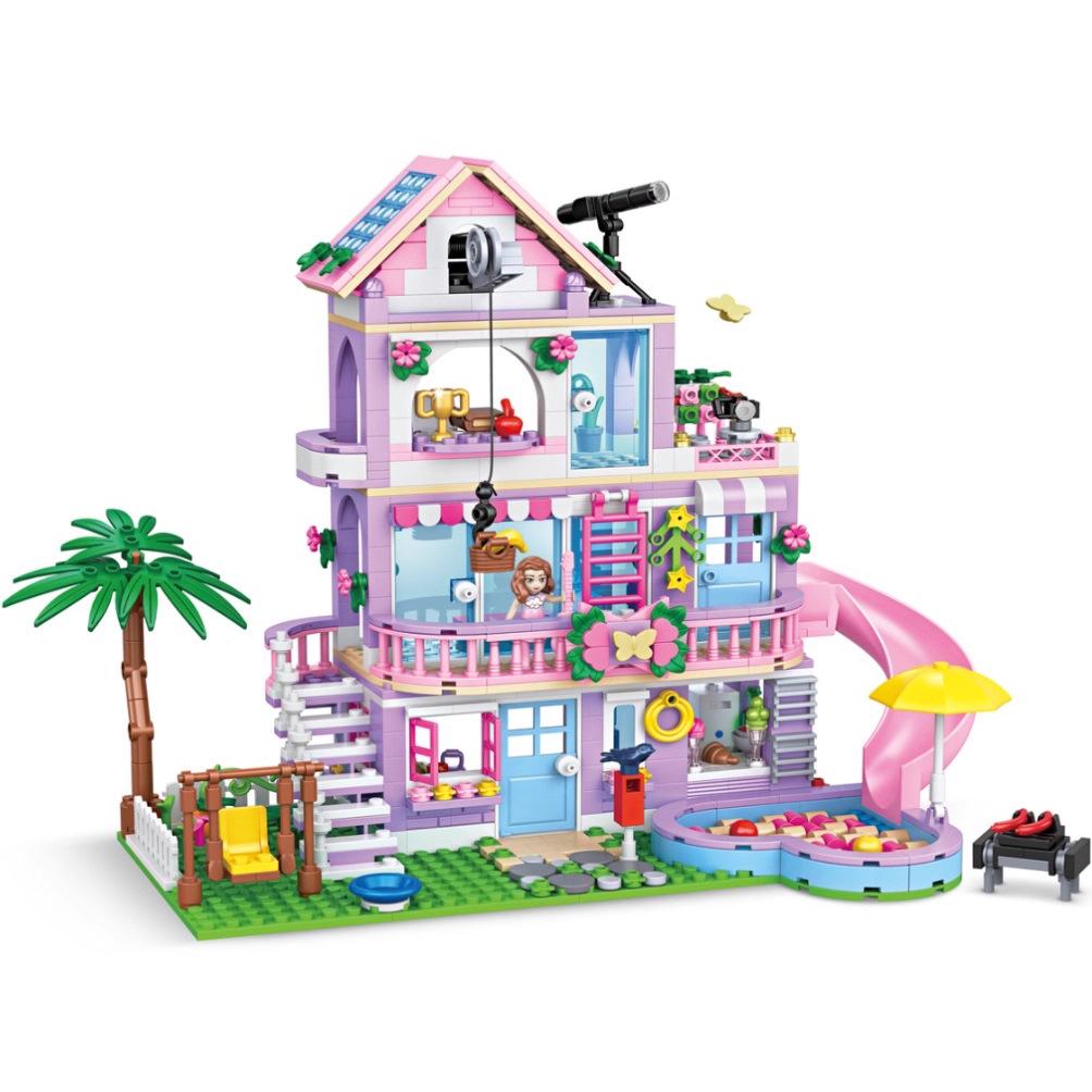 New Girls' Pink Princess Castle Treehouse Building Blocks Model