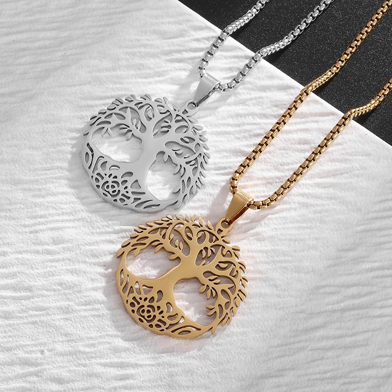 High Quality Stainless Steel Tree of Life Pendant World Tree Necklace Men Women Fashion Lucky Amulet Jewelry