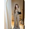 Kumikumi Idle Style Knitting Cardigan Outwear Women's Split Tube Top Vest Autumn Loose Casual Pants Three-Piece Set