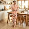 Men's Halloween Print Pajama Set Casual Loose Fit Sleepwear for Holiday Parties