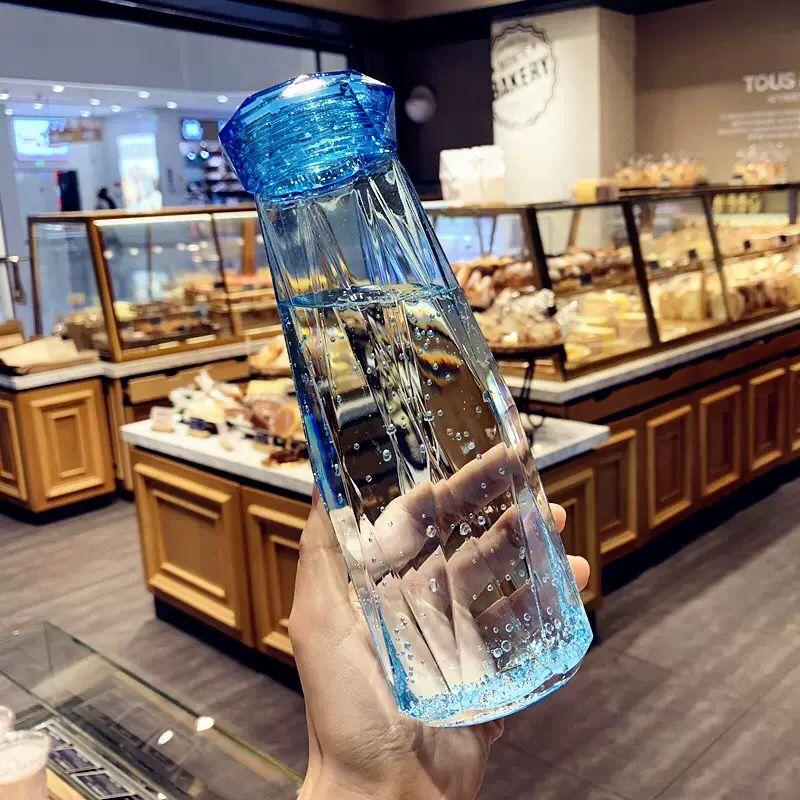 New 2025 Crystal Infused Gem Water Bottle Wellness 400ml Glass Water Bottle Wholesale Coloured Stone Glass Water Bottle 401-500ml синий