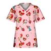 Women's Casual  Wear Printed Short-sleeved V-neck Tops  Workwear Pocket Tops