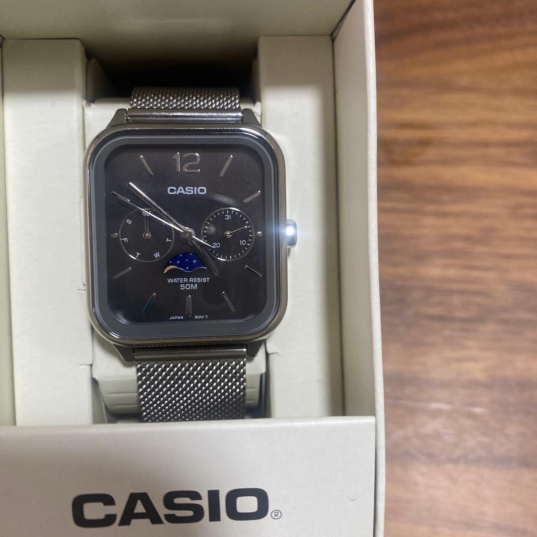 Used CASIO Watch Men s Analog Moon Phases Square