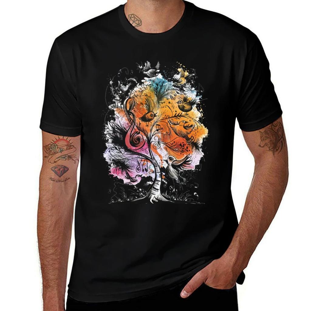 The Dancing Birds And The Musical Tree TShirt Street Style Casual Tee Shirt TShirt