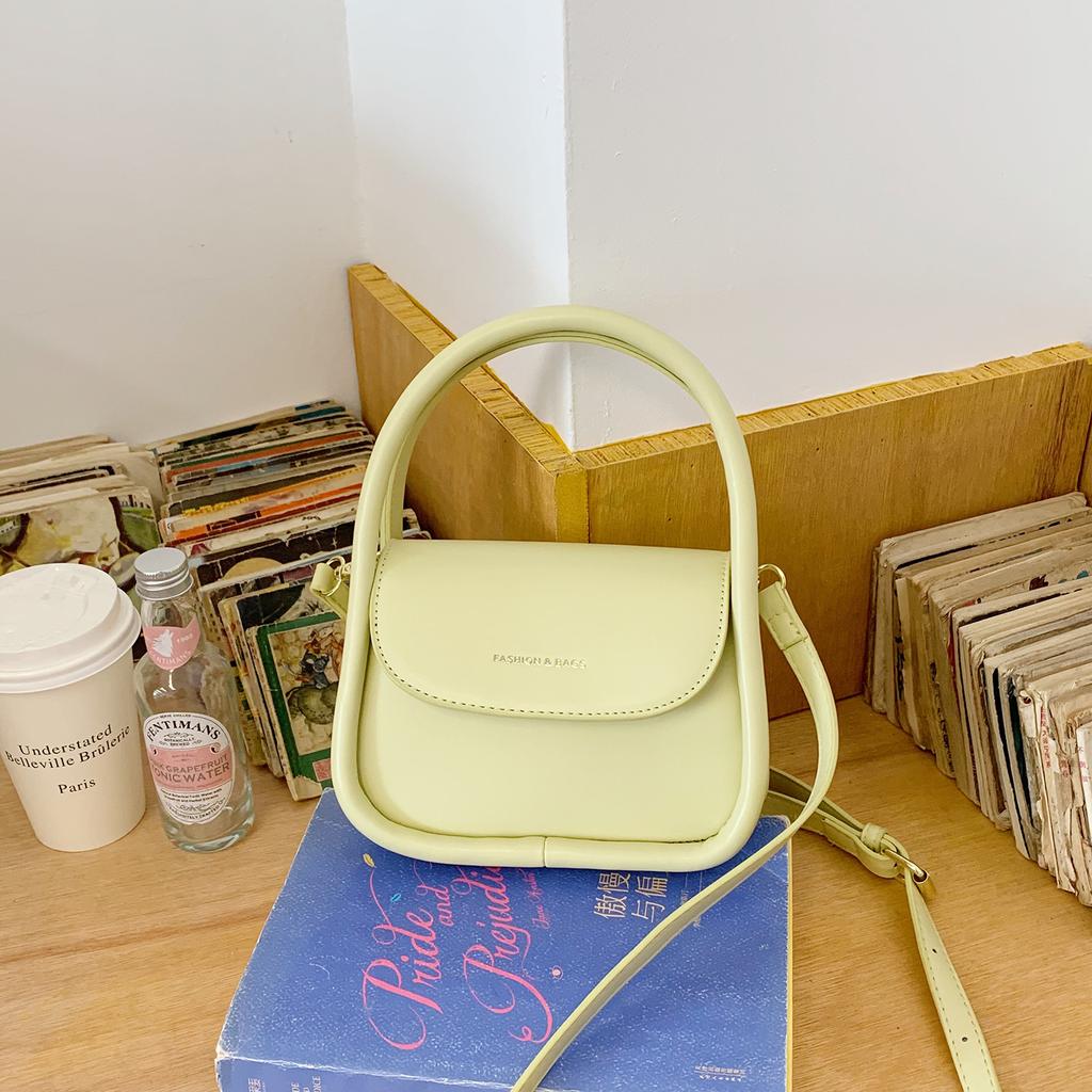 Simple solid color casual handbag women's small bag new spring and summer fashion women's bag texture messenger small square bag
