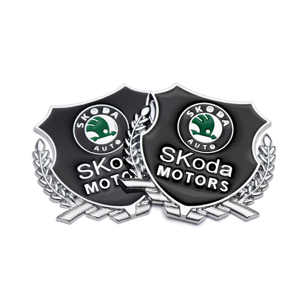 BTL3 1/2PCS 3D Metal Car Badge Body Trunk Sticker Auto Window Refit Decal For Skoda Octavia Rapid Fabia Superb Kodiaq Sala Kamiq Yeti