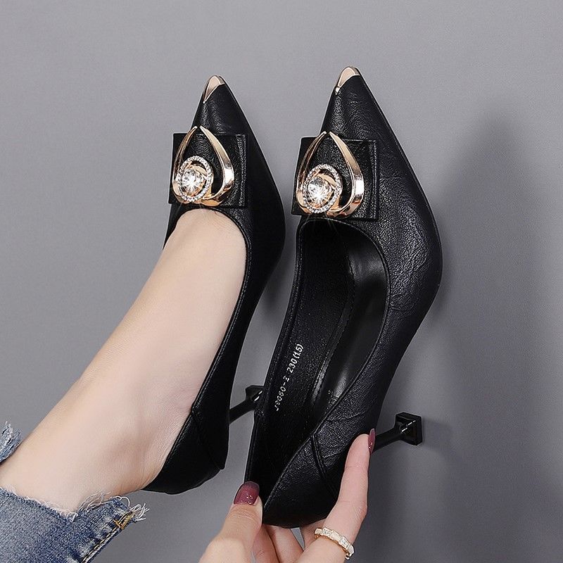 

Fashion Pointed Toe With Medium Heels Shoes for Women Rhinestone Woman Pumps Spring and Autumn Quick Delivery Chic Elegant 39 Footwear 34