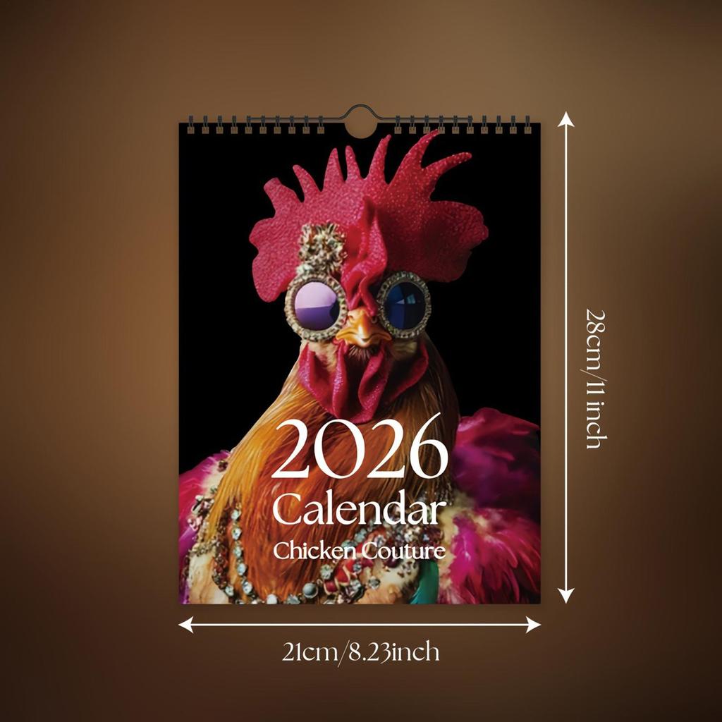 2026 New Year Calendar 12 Month Humorous Rooster Pictures Funny Calendar 2026 for Bedroom School Office Work Apartment Dormitory