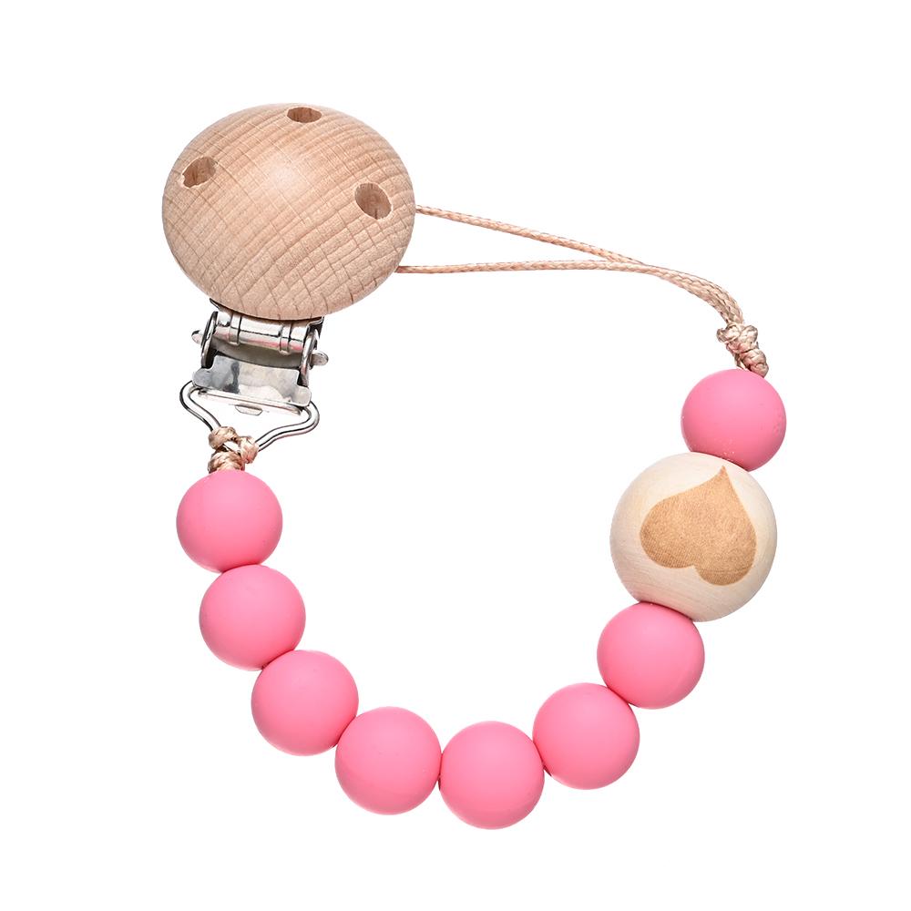 Chew Toys Shower Gift New Baby Pacifier Chain Clips Wood Pentagram Teether  Silicone Round Beads Teething Chain For Care Soother