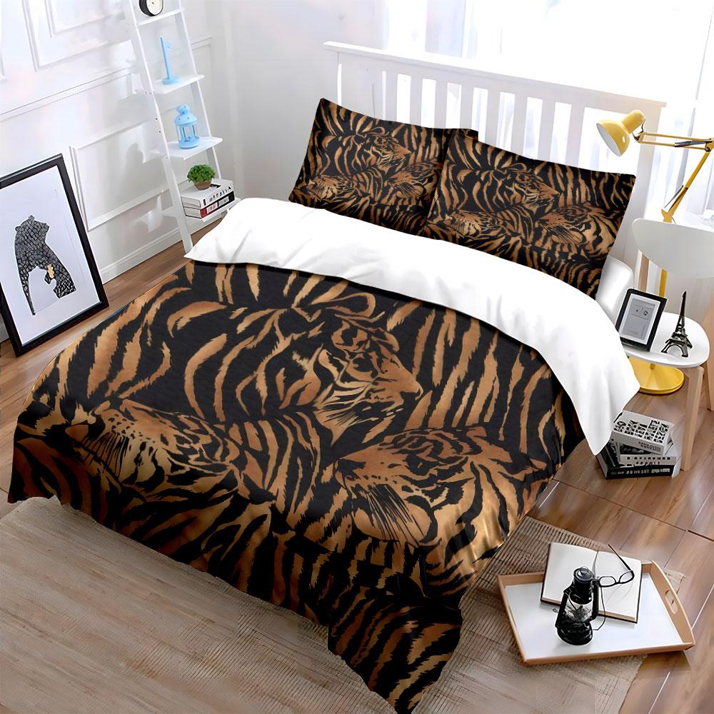 Set Biancheria da Letto con Fantasia Tigre. Diverse Misure per Bambini e Adulti, Raffinato Set Lenzuola 3 Pezzi, Regalo
