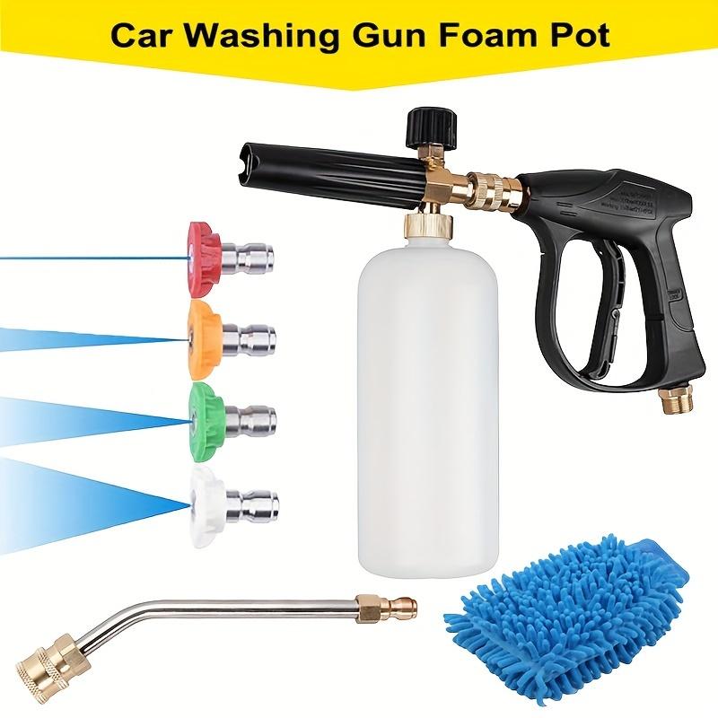 FOAM CANNON KIT 1/4" Snow Foam Washer Gun Car Wash Soap Lance Cannon Spray Pressure Jet Bottle with Car Cleaning Gloves