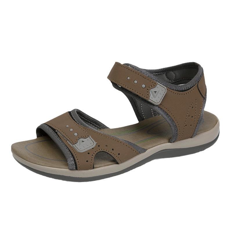 Women's shoes 2025 summer new casual and comfortable flat-bottomed fish mouth hollow Velcro women's sandals beach sandals