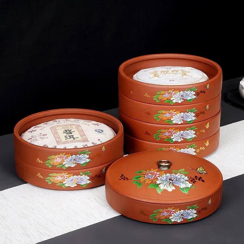 Tea Cake Storage Box Multi-Layer Ceramics Sealed Tank Snack Storage Case Elegant Printing Tea Caddy  Nut Coffee Bean Organizer