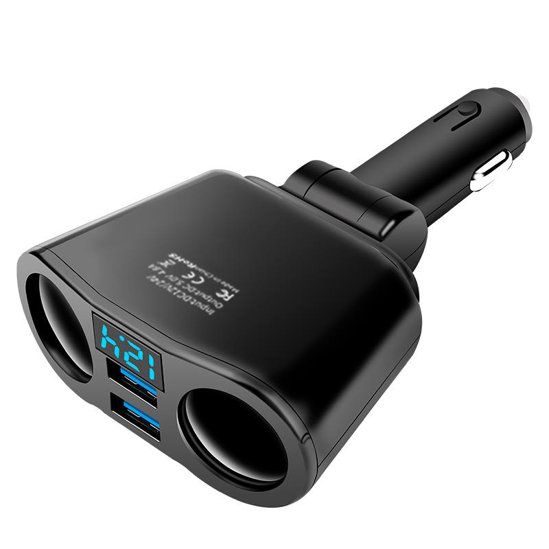 72W 2 USB Car Charger With Digital Display Fast Charging Phone Adapter For iPhone 15 16 Samsung Huawei Xiaomi Car Mobile Charger