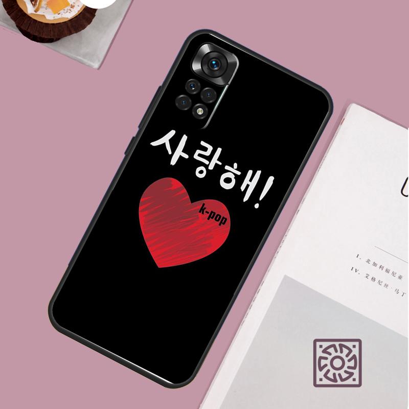 Cute Korean Saranghae I Love You Case For Xiaomi Redmi Note 14 Pro 13 12 11 10 15 Pro Plus Redmi 15C 15 14C 13C 10C 12C Cover