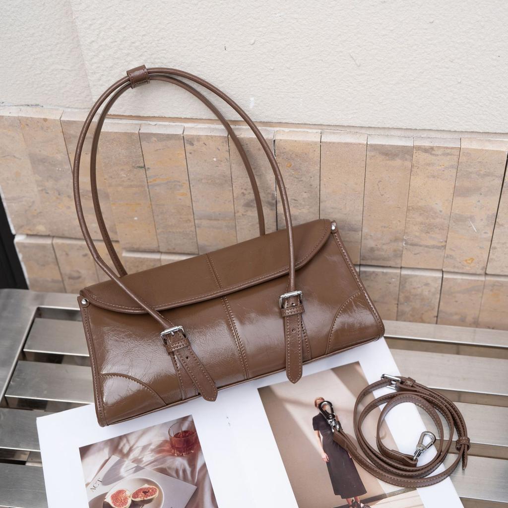 Cowhide Shoulder Bag, Fashionable and Practical Horizontal Square Commuter Bag, Crossbody Tote