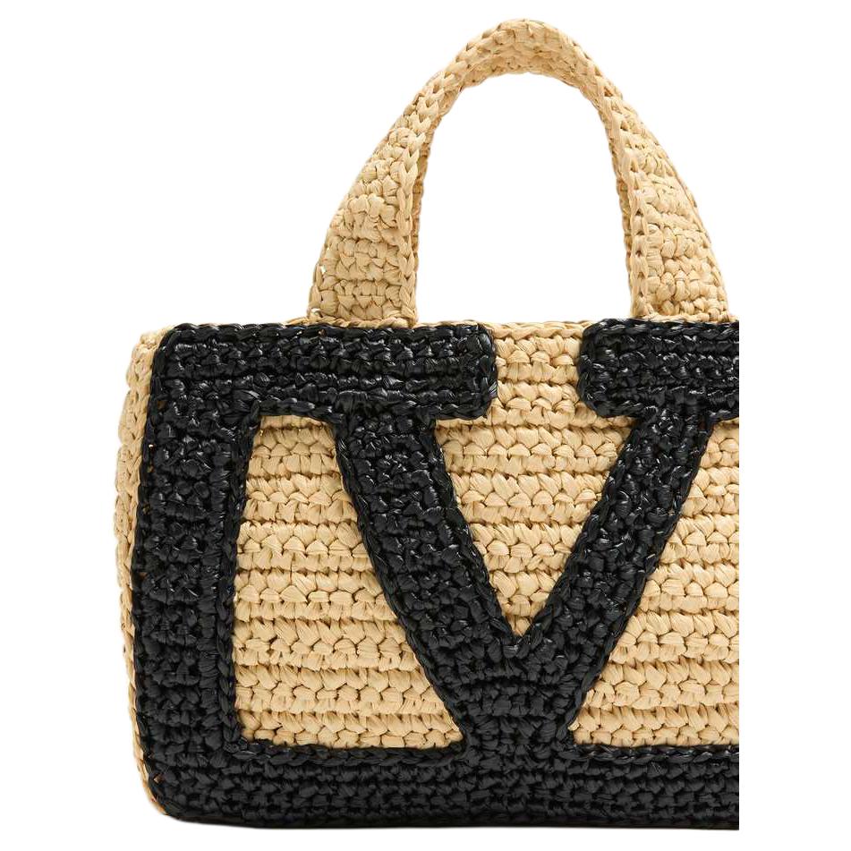 Valentino Viva Superstar Woven Logo Fabric Tote Bag Small Women Tote Bags Natural 7W2B0S12QETEX9