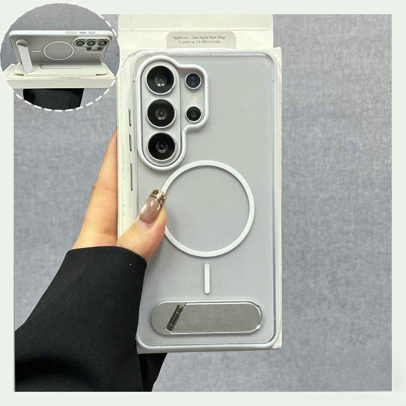 

New For Magsafe Magnetic Case for Samsung Galaxy S26 Ultra S25 FE Case Stand Holder Matte Cover for Samsung S24 Plus S23 Ultra Galaxy S23+