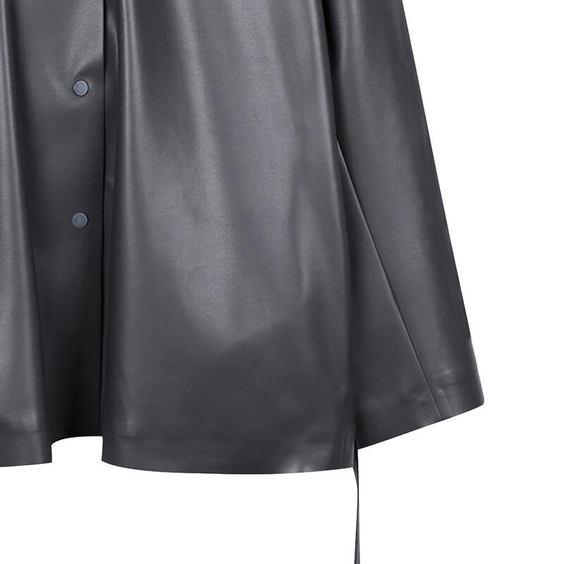 LESS 2024 Winter Loose Faux Leather Lapel Jacket