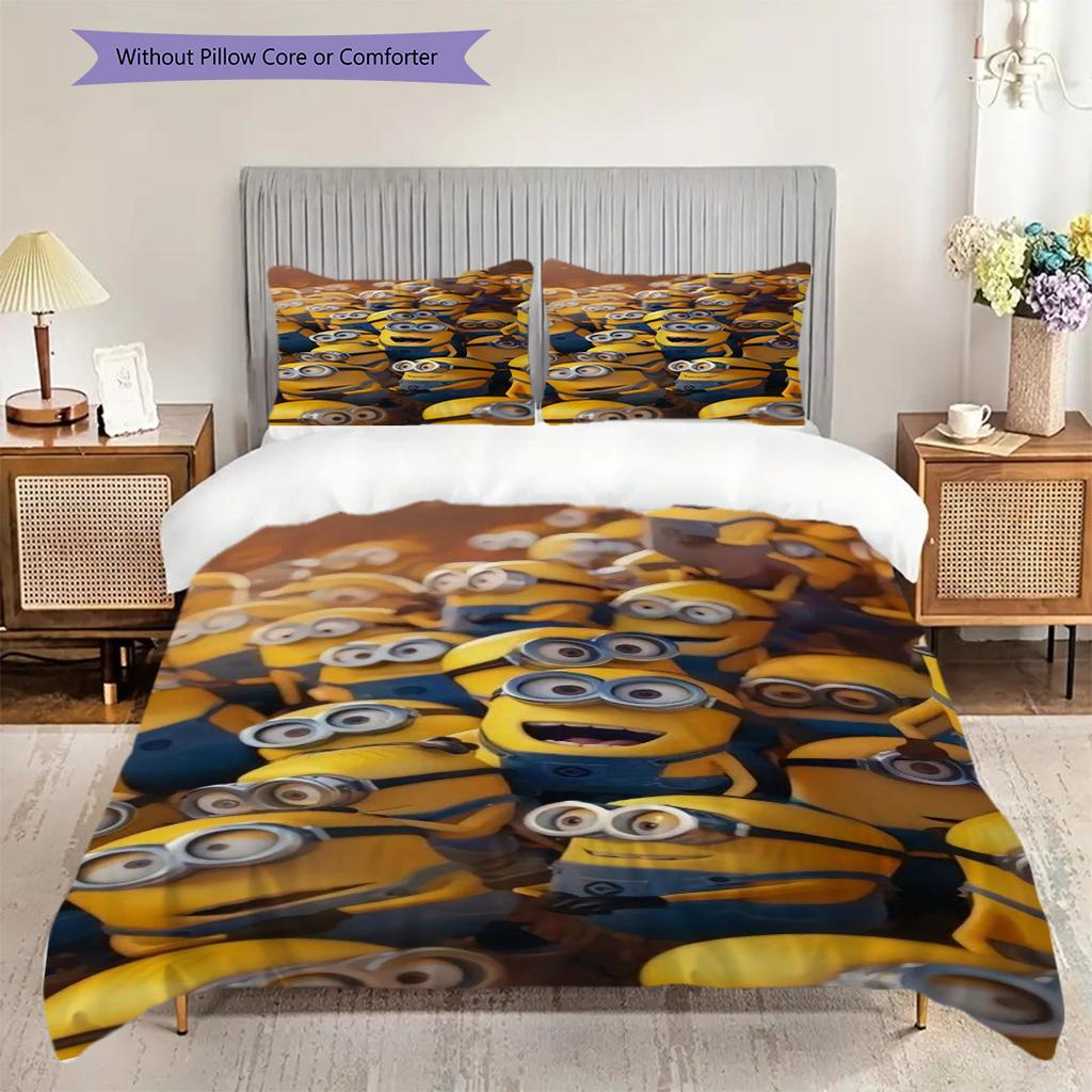 Despicable Minions Wallpapers Threepiece Set 1 Duvet Cover 2 Pillowcase Without Core Duvet Cover And Pillowcase Christmas Birthday Gift