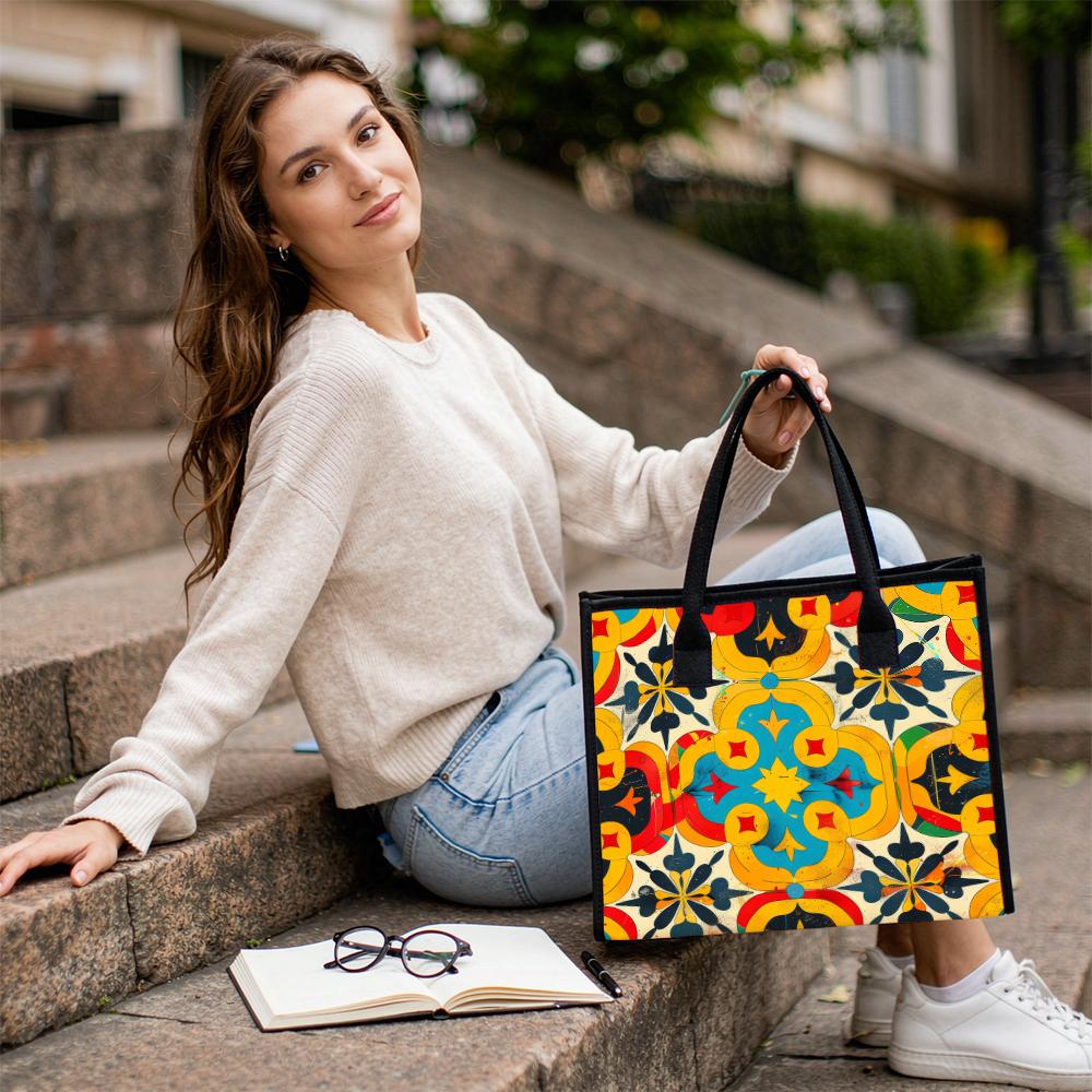 Bohemian Pattern Tote Bag Casual Large Capacity Daily Shoulder Handbag for Women Outdoor Shopping Travel Use