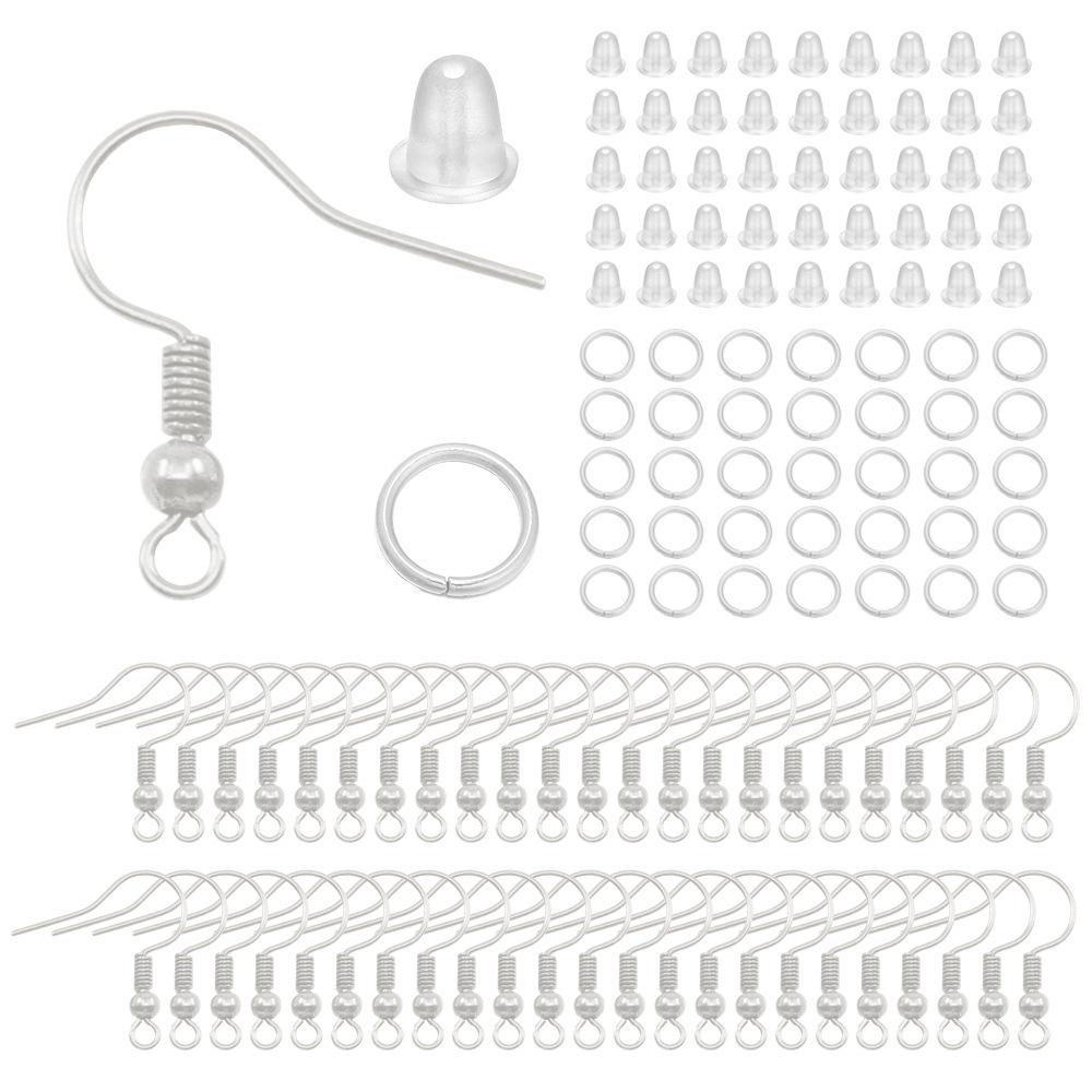 DIY Jewelry Kit: 100-Pc Earring Hooks, Single Loop, Large Hooks, 4mm Earplugs