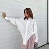 1116 Autumn Casual Personalized Lapel Loose White Versatile and Thin Design Sense Splicing Trendy Women's Shirt